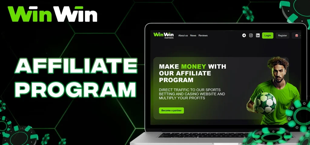 Screenshot of the WinWin Bet affiliate program homepage