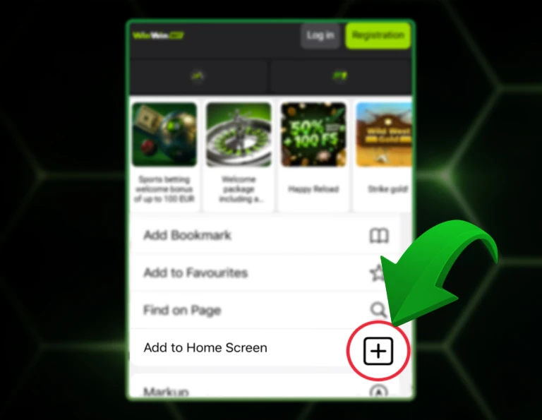 Add to home screen option in Safari