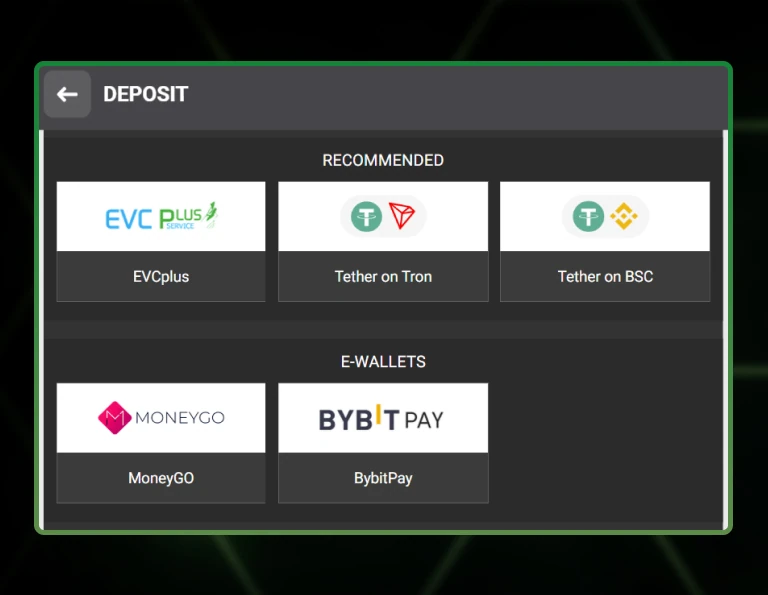 Available deposit payment options