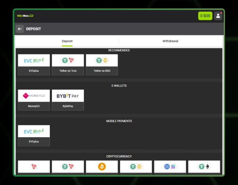 Choose deposit payment option